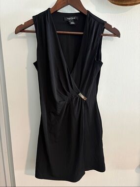 White House Black Market Black Sleeveless V‑Neck Wrap Dress